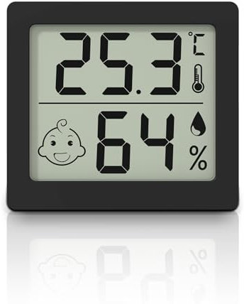 Termómetro e higrómetro ultrafino de digital pantalla grande de 3,1 pulgadas, termohigrómetro electrónico para interiores, medidor de monitor de temperatura y humedad (negro)