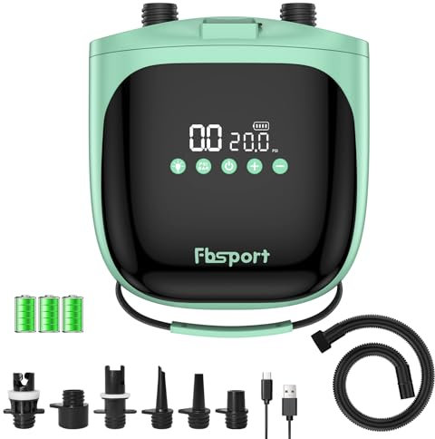 SUP Pumpe Elektrisch 20 PSI, 12V DC Elektrische Hochdruck Luftpumpe mit Auto-Off-Funktion, 2-Stufen Inflation/Deflation und LCD, Hochdruckluftpumpe für Paddle-Board Kajak Luftmatratze Zelt