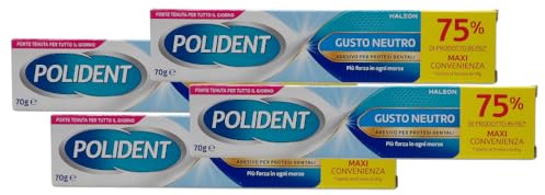 Adesivo Per Apparecchi Dentali, GUSTO NEUTRO. Più Forza In Ogni Morso. Forte Tenuta Per Tutto Il Giorno 70g (4 Confezioni)