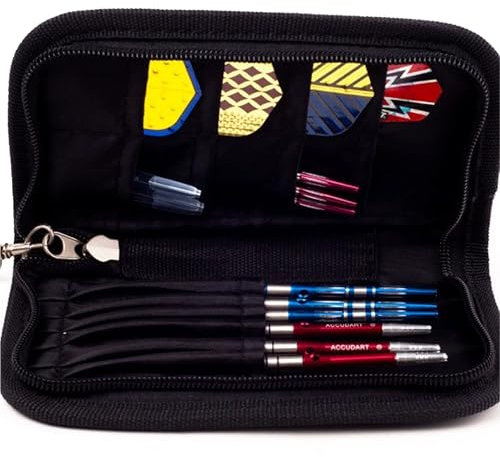 QSLKI Dart-Etui, harte EVA-Schale, tragbare Dart-Aufbewahrungstasche, Schwarz, Minimalistisch