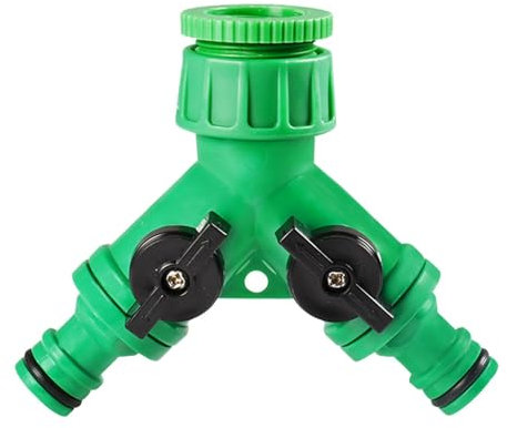 Y Shape Hose Splitter | Twin Tap Hose Connector | Garden Hose Connector, 2 Way Garden Hoses Splitter Y Shape Water Diverter Adapter Key Valve for Gardens, Laundry, Outdoor Faucet
