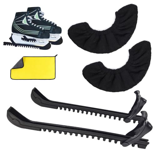 HIULLEN 2 Paar Kufenschoner Schlittschuhe, Eishockey Schlittschuhe Kufenschoner, Schlittschuhschutz Elastische Kufenstrümpfe Verstellbar Schutz Kunststoff Kufenschutz Zubehör für Damen Herren Kinder