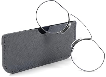 KoKoBin Occhiali da Lettura Rotonda Nose Clip Mini portatile da uomo e da donna con custodia per occhiali (Grigio, 2, Diottria)