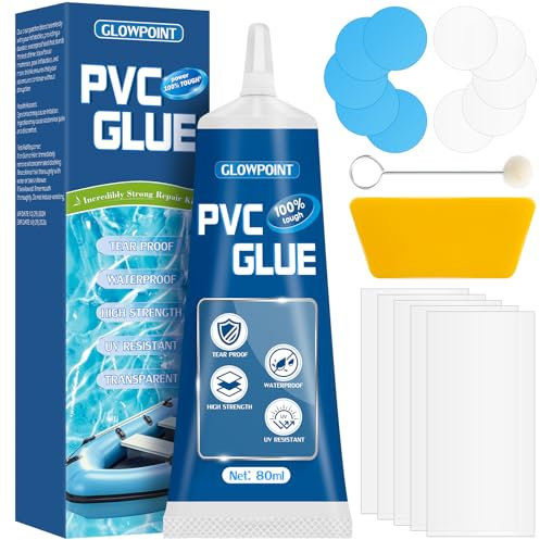 GLOWPOINT Kit de parches de colchón de aire, kit de reparación transparente para bañera de hidromasaje, kit de reparación de vinilo para camas de aire, tubo de nieve, colchones inflables y productos