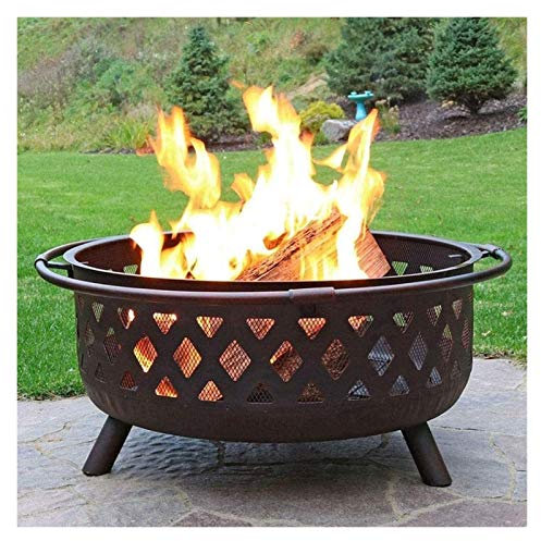 Pozos de Fuego para Exteriores, fogatas de leña para Exteriores, Cuenco para Fuego con Asas, Canasta de Fuego de Metal extraíble con Tenedor para Fuego, fogata Multifuncional para