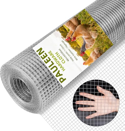 1/2 Inch 19 Gauge Hardware Cloth, 48x50' Double-Layer Hot-Dip Galvanized After Welding, Heavy-Duty Chicken Wire,Rabbit/Garden Fence Mesh Roll - Durable Welded Poultry Netting, Tree Guard