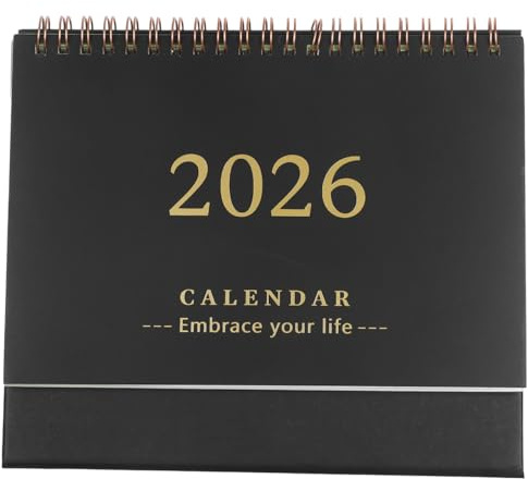 NUOBESTY Mini Calendrier 2026 De Bureau Noir Avec Support Debout Papier ÉPais Pour Maison Bureau Et ÉCole Planificateur Mensuel Compact