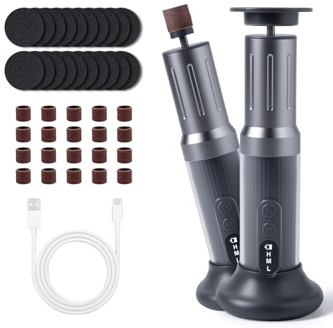 Carehabi 2 in 1 Pedicure Elettrico, Rimuovi Calli Piedi Elettrico per Piedi Senza Fili con Carta Abrasiva, con 6 Velocità e Display Digitale per Donne e Uomini