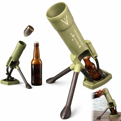 Mortar Bottle Opener, Beer Bottle Mortar Opener, 51mm Beer Bottles Mortars, Push down Cap Launcher Hands Free Heavy Duty Bar Tool Funny Gift for Men Home Party Desk Decor