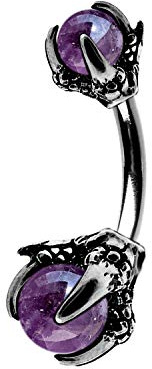 OUFER Claw Belly Button Rings 14G Surgical Steel Navel Piercing Jewelry Dragon Claws Holding Natural Stone Navel Belly Ring