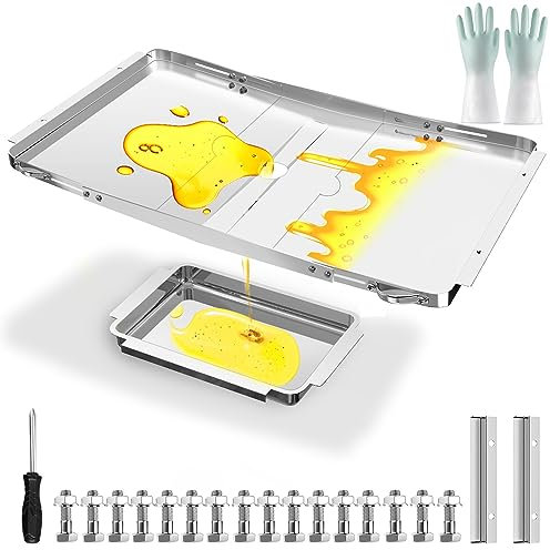 Grill Grease Tray Replacement for Dyna Glo with Catch Pan, Universal 25-34 Adjustable Drip Pan Replacement for 4/5/6 Burner Gas Models from Nexgrill Charbroil Kenmore Expert Grill BHG Grease Tray