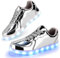 PADGENE Sportschuhe mit blinkenden LEDs, für Damen und Herren, wiederaufladbar über USB, Re Silber, 45 EU