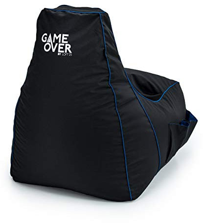 Game Over Video Spiele sitzsack - sitzsack Erwachsene, Indoor Outdoor Bean Bag, sitzsack Sessel für Gaming Room, Headset Halter & Seitentaschen für Controller,Gaming Sessel (Cerulean Lightning)