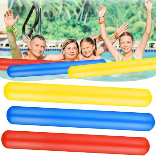 3Pcs Noodle Piscina, Tubo Galleggiante Piscina, Noodle Piscina Galleggiante, Noodle Piscina Gonfiabile, Tubo Di Galleggiamento Spesso Per Galleggiare In Piscina(Rosso,Giallom,Blu)