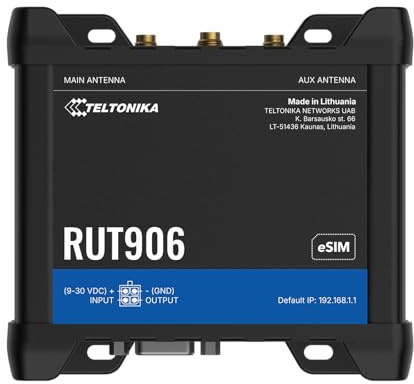 Teltonika RUT906 Industrial 4G LTE IoT Router – Dual SIM Auto-Failover, GNSS, RS232 & RS485, Wi-Fi, 4× Ethernet, RMS Remote Management – Reliable Cellular Connectivity