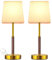Guijiyi Lampe de Chevet Tactile Lot de 2, Lampes de Table 3 Intensité Gradation avec USB Ports à Charge, Lampe Tactile à Intensité Variable Abat-jour en Tissu pour Salon Chambre(2 Ampoules Incluses)