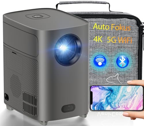 Proiettore 4K Home Theatre, 17000 Lux intelligente per la protezione degli occhi portatile, Dual Hi-Fi Smart Projector altoparlante 0,9 kg Bluetooth proiettore