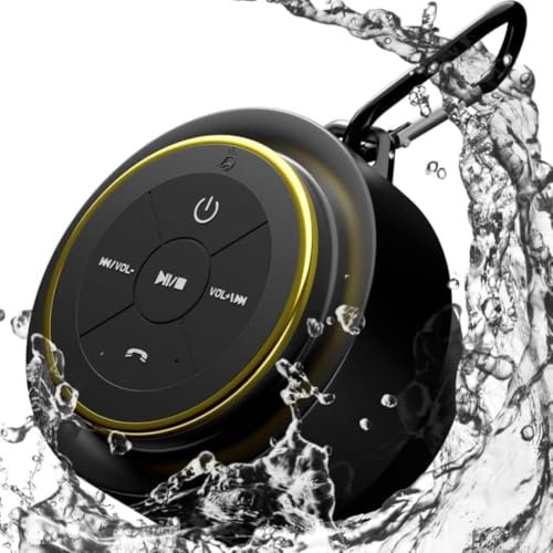 MR.LUYU Enceinte Douche Bluetooth Étanche, Haut-Parleur Bluetooth sans Fil Étanche IPX7 Enceinte Portable avec Ventouse Haut Parleur pour Salle de Bain, Piscine, Camping, Extérieur