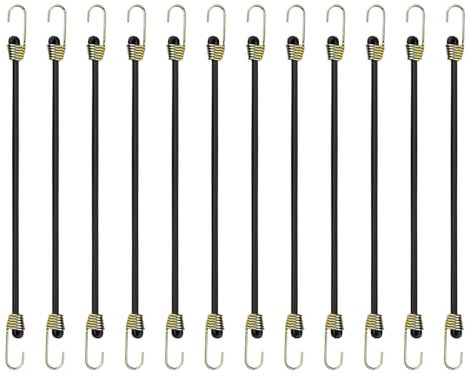 12 Pièces Tendeurs Elastique avec Crochets, Tendeur Bache Sandow, Longueur 25 cm, pour Sécurisation de Meubles, Caravanes, Tentes de Camping et Motos, Sangles Extensibles Elastiques