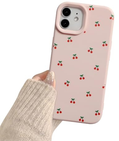 Reownest Etui för iPhone 11 Fodral med Körsbärsmönster, Mjukt i TPU Slim och Söt Kameraskydd Etui för Flickor och Kvinnor – Rosa