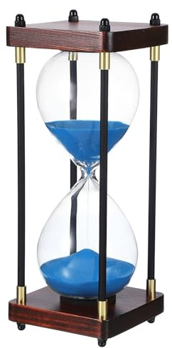 PATIKIL Ampia Clessidra Decorativa, 60 Minuti Clessidra A Sabbia Moderna In Legno Per Cucina Gioco Ufficio Aula Casa, Blu (Stile 2)