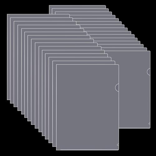 30Pcs A4 Transparent Folders (140 Micron PP), Clear Plastic Wallets A4, Open Top & Side Cut Flush File Wallet for Office, School, Work, Report, Presentation, Project Documents File
