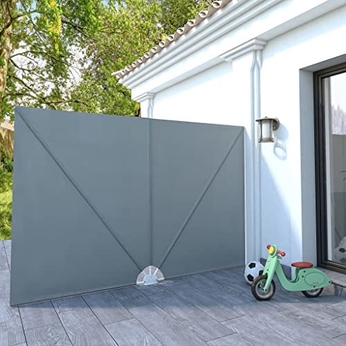 Holamys Foldable Patio Side Compartments, Grey, 300 x 200 cm, Water-Repellent, UV-Resistant, Extendable Privacy Screen for Balcony and Garden, Robust Sun Protection