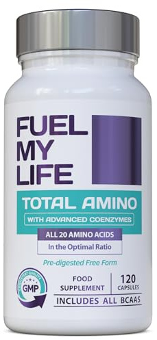 Total Amino Boost - Full Spectrum - All 20 Amino Acids Including All BCAAs -120 Vegan Capsules with Free Form pre-digested Amino Acids with Advanced Coenzyme Support. No Additives - UK Made