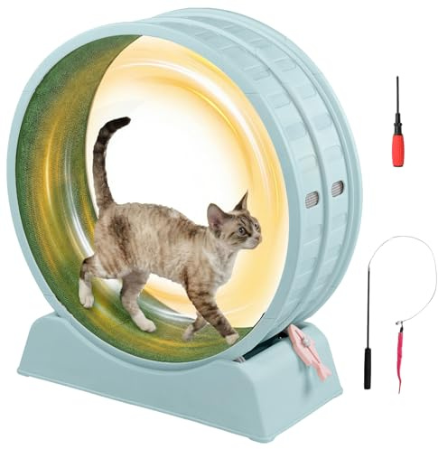 LEADZM Roue d'exercice pour Chat 80cm - Roue pour Chat pour 15 kg et Moins Chats - Connecteur de Rail en Plastique, résistant aux Rayures, Stable et Silencieux (Bleu)