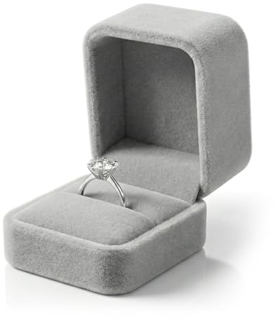Amaxiu Velvet Ring Box Engagement Ring Boxes - Premium Jewelry Gift Box for Wedding, Proposal, Engagement Ceremony Gift(Light Gray)
