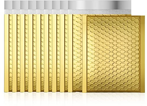 Fuxury Gold Bubble Mailers 6x10 50 Pack, Strong Adhesion Metallic Bubble Envelopes,Waterproof Padded Envelopes,Durable Padded Mailers,Super Cute Packing for Jewelry, Makeup Supplies,Bulk #0
