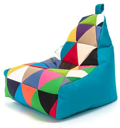 Ecopuf - Keiko Sittpuff i polyester - Sittdel med riv- och fläckbeständig påse - Sittpuff med handtag - Styrofoamfyllning - Ljusblå Nc7 - S75x70x75cm