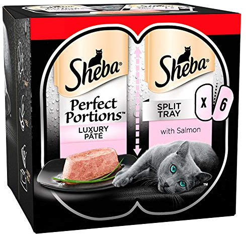 Sheba Cat Wet Food in Pouch Perfect Portions with Salmon in Loaf, 6x37.5g