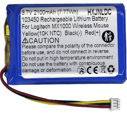 DC 3,7 V 2100 mAh uppladdningsbart litiumbatteri som ersättning för Logitech MX1000 MX-1000 M-RAG97 Trådlös Bluetooth-mus 190247-1000, 190247-B000, L-LB2, NTA2253
