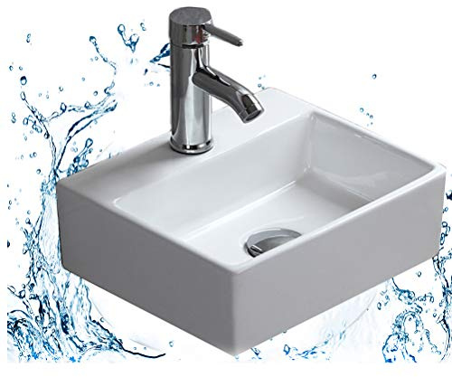 CROSS ZEBRA Rectangle Wash Basin Sinks Wall Mounted High Temperature Calcination Ceramic Handmade Vessel for Bathroom Cloakroom Toilet(Size: 335×290×115mm, Weight: 5kg, Includes Mounting Accessories