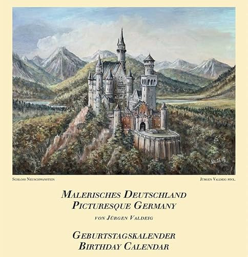 VALDEIG Geburtstagskalender - Immerwährend & Jahresunabhängiger Deutschlandkalender, Wandkalender mit Malerischen Sehenswürdigkeiten Deutschlands von Jürgen Valdeig, Deutsch/Englisch, Kalender 2026