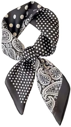 KOOYOL Mujer Seda Fulare Negro Bufanda y Fulares Panuelos para la cabeza Panuelo Fulare Pañuelos Cabeza Turbante Cuadrado Chiffon Bufandas