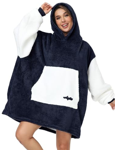 Argstar Coperta con Maniche Oversize Cappuccio da Donna e Uomo | Leggera Accogliente Coperta Velluto Indossabile per Adulti, Comoda Calda Felpa Cappuccio con Tasca Profonda Manica Elastica