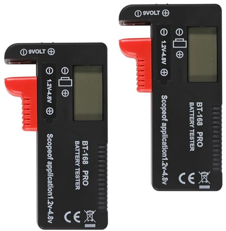 UMLIFE 2 Pack Battery Tester, Digital LCD Universal Battery Checker for AA AAA C D 9V 3.7V 1.5V Button Cell Household Batteries