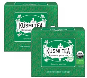 Kusmi Tea® | Bio-Gunpowder-Grüntee und Minze | Grüner Tee und Minzblätter – 2 x 20 Teefilter (2 x 40 g)