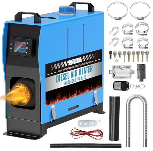 VELPAX Diesel- Luftheizung All-in-one 8KW Diesel-Heizgerät mit Fernbedienung & LCD-Schalteranzeige Tragbares Diesel-Heizgerät für LKW Schnelles Aufheizen Bus,usw,RV Boote