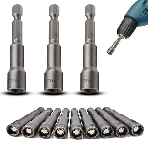 TXXATX 12 Piezas Llave de Vaso Hexagonal 8 mm Juego de Llaves de Vaso 1/4 Pulgadas Taladro Magnetico Cambio Rápido Llaves de Vaso para Taladro Electric Screwdriver Atornilladores Inalámbricos