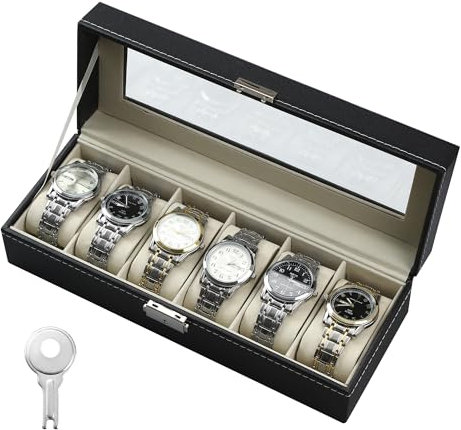 DUBUOZA Porta Orologi a 6 Posti, Scatola Porta Orologi Uomo e Donna,Realizzato in velluto, adatto per riporre orologi, gioielli, ecc È il miglior regalo per uomini e donne