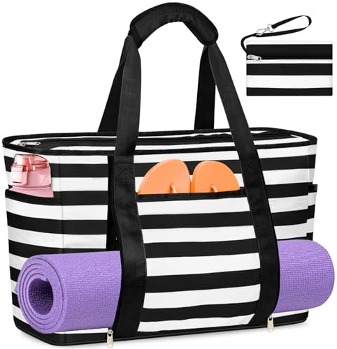 TEUEN Grand Borsa Mare Donna Impermeabile XXL, Borsa Spiaggia Pieghevole con Zip Borsa da Spiaggia Antisabbia Multiuso per Piscina,Viaggio,Shopping,Vacanze(50L)