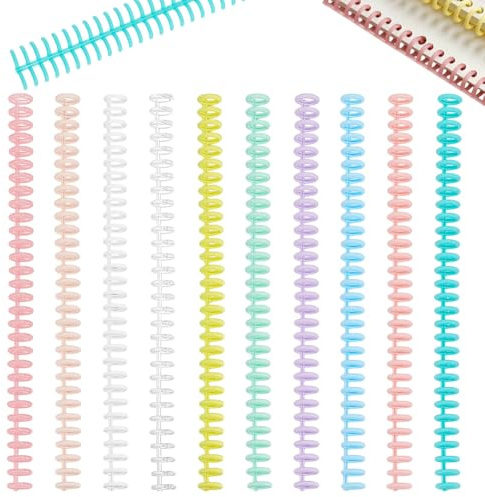 PH PandaHall 20 Pack Spirales de Reliure 10 couleur Peigne de Reliure en Plastique Double Anneau 30 trous 12mm de Diamètre Peignes à Double Épine Spirale pour Dossier Carnet Livre Étudiants Professeur