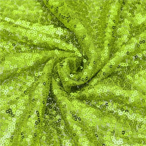 sourcing map Grass Green Sequin Fabric, by The Yard, 1 Yard Length 4.3ft Wide Sequin Velvet Fabric Shiny Sparkly Cloth for DIY Sewing, Dress, Backdrop, Tablecloth, Table Runner