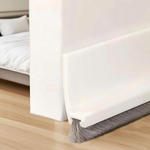 PFSLiang 100cm Burlete para Puertas, Burlete Puerta, Burlete Bajo Puerta Burlete Autoadhesivo, Burlete para Puerta con Cepillo,Burlete de Puerta, Antipolvo Aislamiento, Blanco