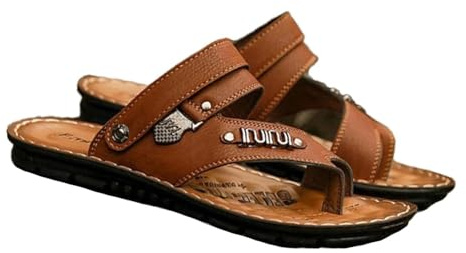 Herrsandaler Med Klips, Utomhussandaler Med Öppen Tå Justerbar Hälrem Halkfria Strandsandaler För Män, Platta Arbetsskor Med Hallux Valgus, För Promenader I Stan Och Löpning(Brown,44 EU)