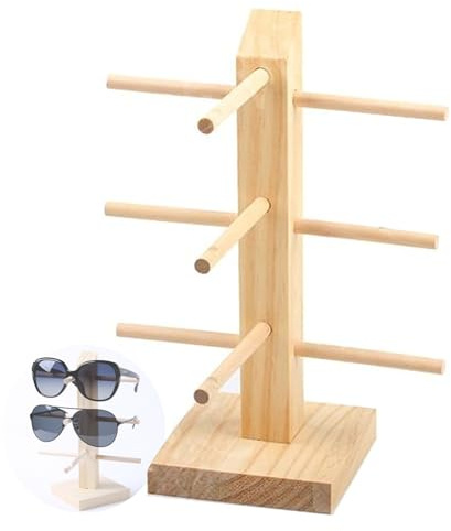 YIMINI Soporte para Gafas de Madera, Soporte de Exhibición de Gafas Multicapa, Organizador Gafas con Ranuras Antideslizantes, para Gafas de Sol, Miopes y Lectura (Portagafas para 3 Gafas)