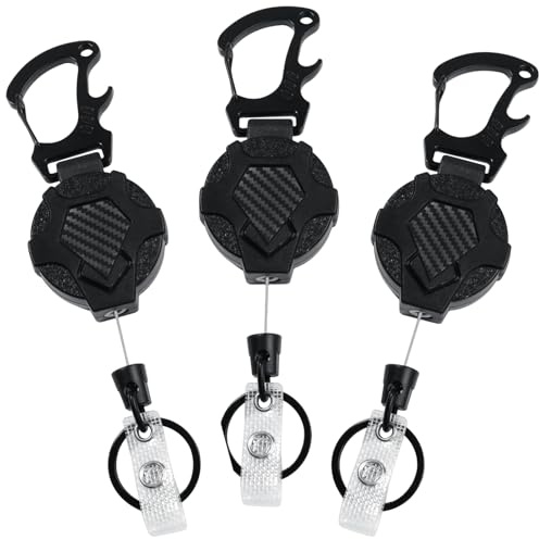 VINATO 3 Piezas Llaveros Retráctil con Cable de Acero de 80cm,Llavero Extensible Retractil Resistente para Clave, Identificación